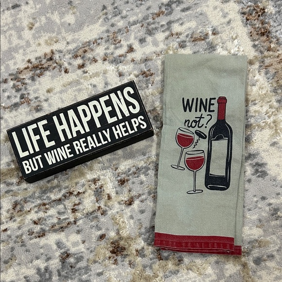 Other - Wine Themed Kitchen Towel and Sign Set